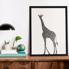 Schöne Schwarz-Weiß-Wild-Giraffe Poster