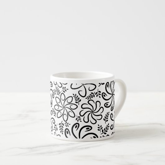 Schöne, schwarz-weiße Espresso-Tasse Espressotasse (Vorderseite Rechts)