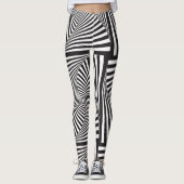 Schöne Schwarz-weiße gewundene optische Illusion Leggings (Vorderseite)