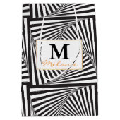 Schöne Schwarz-weiße gewundene optische Illusion Mittlere Geschenktüte (Vorderseite)