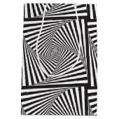 Schöne Schwarz-weiße gewundene optische Illusion Mittlere Geschenktüte (Rückseite)