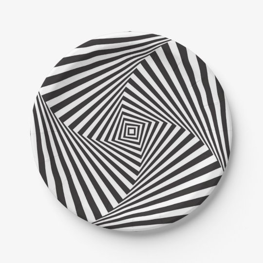 Schone Schwarz Weisse Gewundene Optische Illusion Pappteller Zazzle De