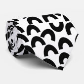 Schöne Schwarz-weiße Krawatte, Bow Halbkreise Geom Krawatte (Gerollt)