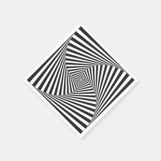 Schöne Schwarz-weiße spiralförmige optische Täusch Serviette (Ecke)