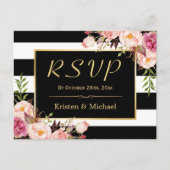 Schöne Schwarz-weiße Streifen Hochzeit RSVP Einladungspostkarte (Vorderseite)