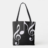 schöne schwarz-weiße Tasche mit musikalischen Note (Rückseite)