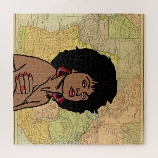 Schöne schwarze Afrikanerin Karte Puzzle (Horizontal)