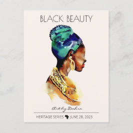 SCHÖNE SCHWARZE AFRIKANISCHE KÖNIGIN BIG GOLD NECK POSTKARTE