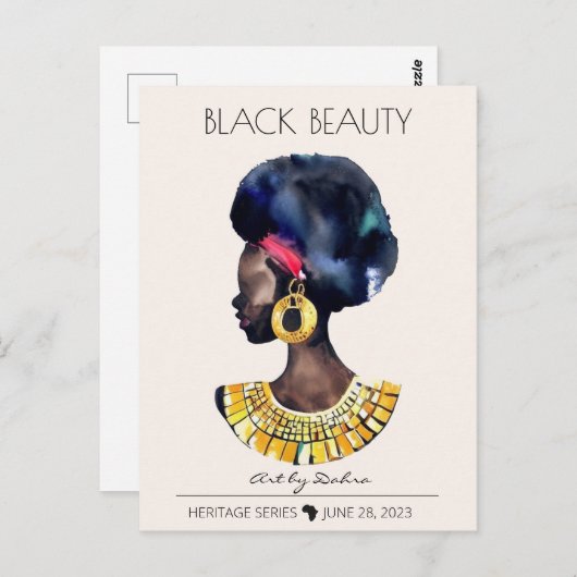 SCHÖNE SCHWARZE AFRIKANISCHE KÖNIGIN BIG GOLD NECK POSTKARTE (Vorne/Hinten)