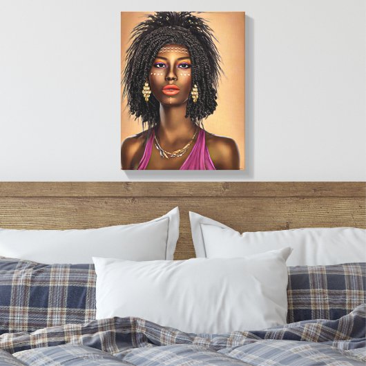Schöne Schwarze Afrikanische Prinzessin Kunst Leinwanddruck (Insitu (Schlafzimmer))