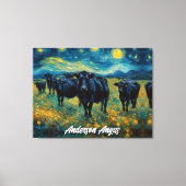 Schöne schwarze Angusrinder Leinwanddruck (Vorderseite)