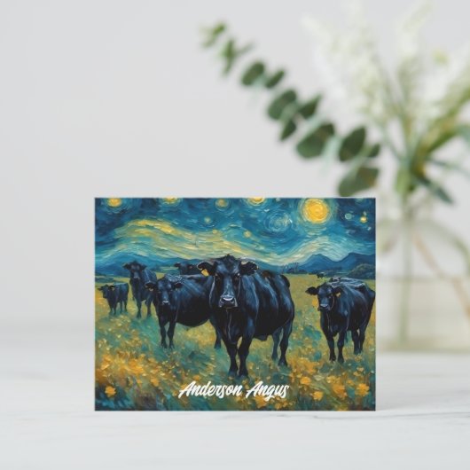 Schöne schwarze Angusrinder Postkarte (Stehend Vorderseite)