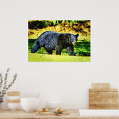 Schöne Schwarze Bär Wildlife Watercolor Gemälde Poster (Küche)