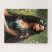 Schöne Schwarze Blumengemälde Puzzle (Horizontal)