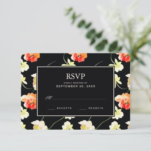 Schöne schwarze Blüte - Hochzeitsszenario RSVP (Stehend Vorderseite)