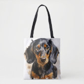 SCHÖNE SCHWARZE DACKEL HUND TASCHE (Vorderseite)