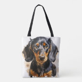SCHÖNE SCHWARZE DACKEL HUND TASCHE (Rückseite)