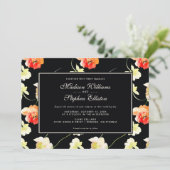 Schöne Schwarze Flora - Hochzeit Einladung (Stehend Vorderseite)