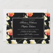 Schöne Schwarze Flora - Hochzeit Einladung (Vorderseite)
