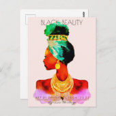 SCHÖNE SCHWARZE FRAU AFRIKANISCHE QUEE GOLD NECKLA POSTKARTE (Vorne/Hinten)