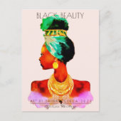 SCHÖNE SCHWARZE FRAU AFRIKANISCHE QUEE GOLD NECKLA POSTKARTE (Vorderseite)