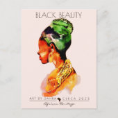 SCHÖNE SCHWARZE FRAU AFRIKANISCHE QUEE GOLD NECKLA POSTKARTE (Vorderseite)