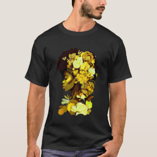 Schöne schwarze Frau Afro Queen African Art Yello T-Shirt