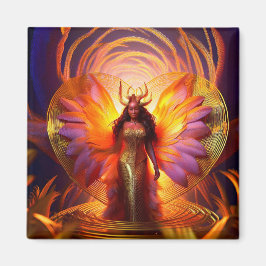 Schöne schwarze Frau Gold Dress Herz Hintergrund Magnet