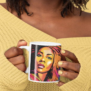 Schöne schwarze Frau im Pop-Art-Stil Kaffeetasse