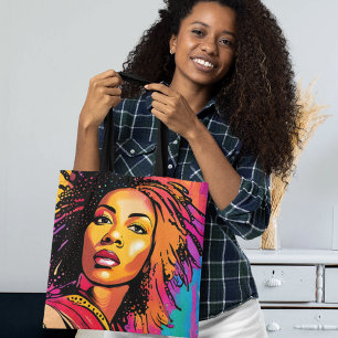 Schöne schwarze Frau im Pop-Art-Stil Tasche