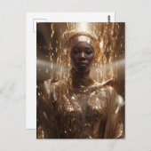 Schöne schwarze Frau in Gold gekleidet Postkarte (Vorne/Hinten)