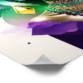 Schöne schwarze Frau mit einem farbenfrohen Headpi Poster (Ecke)