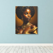 Schöne schwarze Frau mit Goldkrone Leinwanddruck (Insitu (Holzboden))
