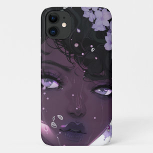 Schöne schwarze Frau mit violetten Blumen Case-Mate iPhone Hülle