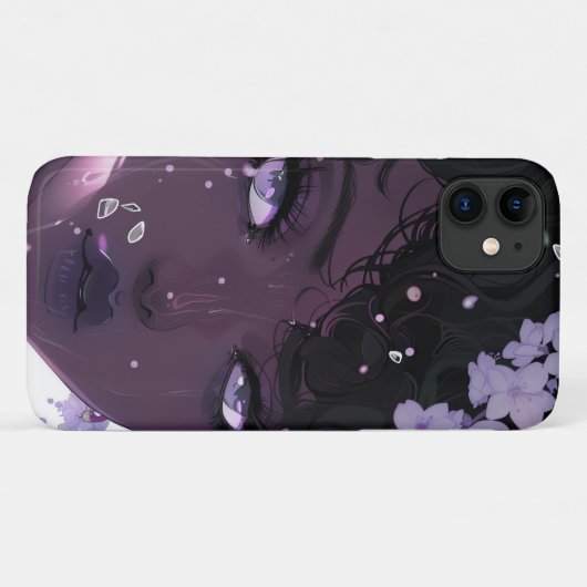 Schöne schwarze Frau mit violetten Blumen Case-Mate iPhone Hülle (Rückseite (Horizontal))