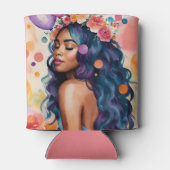 Schöne Schwarze Frau Multicolor Party Dosenkühler (Rückseite)