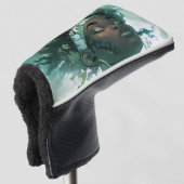 Schöne schwarze Frau schweben im Wasser mit Pflanz Golf Headcover (3/4 Vorderseite)