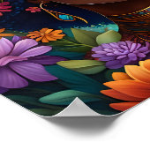 Schöne Schwarze Frau umgeben von Blume Poster (Ecke)