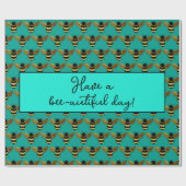 SCHÖNE SCHWARZE GOLD BUMBLEBEE BEE TEXT AQUA GREEN GESCHENKPAPIER (Flach)