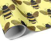 SCHÖNE SCHWARZE GOLD BUMBLEBEE BEE TEXT GELB GESCHENKPAPIER (Rolleneckpunkt)