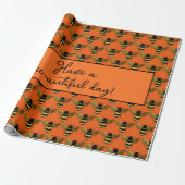 SCHÖNE SCHWARZE GOLD BUMBLEBEE BEE TEXT ORANGE GESCHENKPAPIER (Ungerollt)