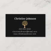 Schöne schwarze Goldbaum-Visitenkarte Visitenkarte (Rückseite)