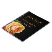 Schöne Schwarze Hochzeit mit Gold und Rote Rosen Notizblock (Linke Seite)