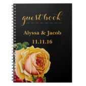 Schöne Schwarze Hochzeit mit Gold und Rote Rosen Notizblock (Vorderseite)