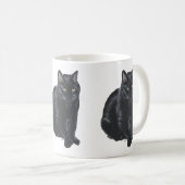 Schöne schwarze Katze Kaffeetasse (VorderseiteRechts)