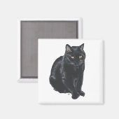 Schöne schwarze Katze Magnet (Vorderseite/Rückseite)