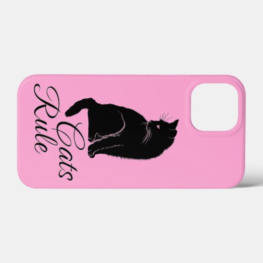 Schöne schwarze Katze mit "Cats Rule" Text Case-Mate iPhone Hülle (Rückseite (Horizontal))