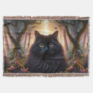 Schöne schwarze Katze mit goldenen Augen Decke