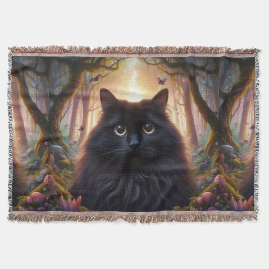 Schöne schwarze Katze mit goldenen Augen Decke (Vorderseite)