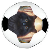 Schöne schwarze Katze mit goldenen Augen Fußball (Gedreht)